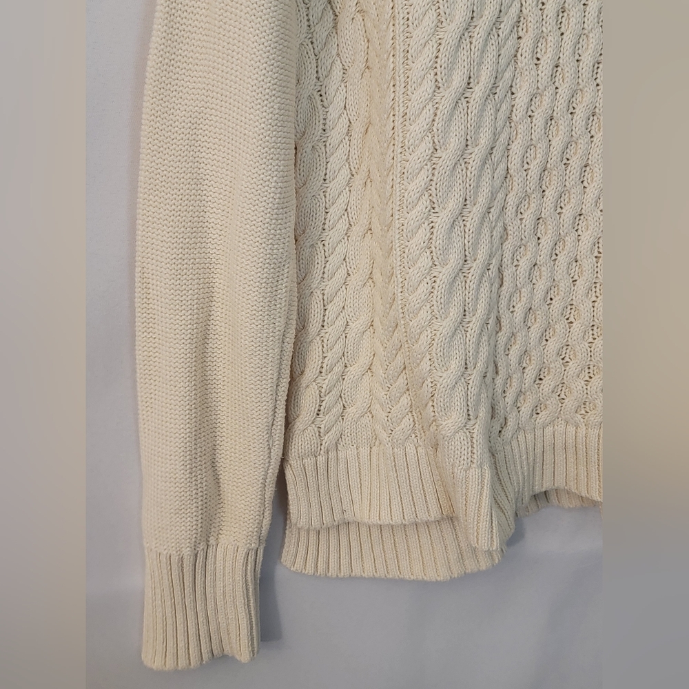 American Eagle Outfitters Ivory Cable Knit Cowl Neck Sweater XL - Picture 3 of 6